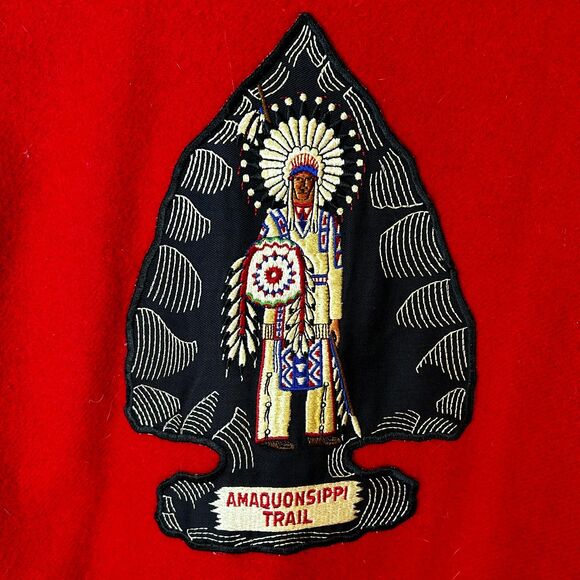 VTG Boy Scouts Of America Red Official Wool Amaquonsippi Shirt Jacket Chest Sz M - Picture 4 of 16